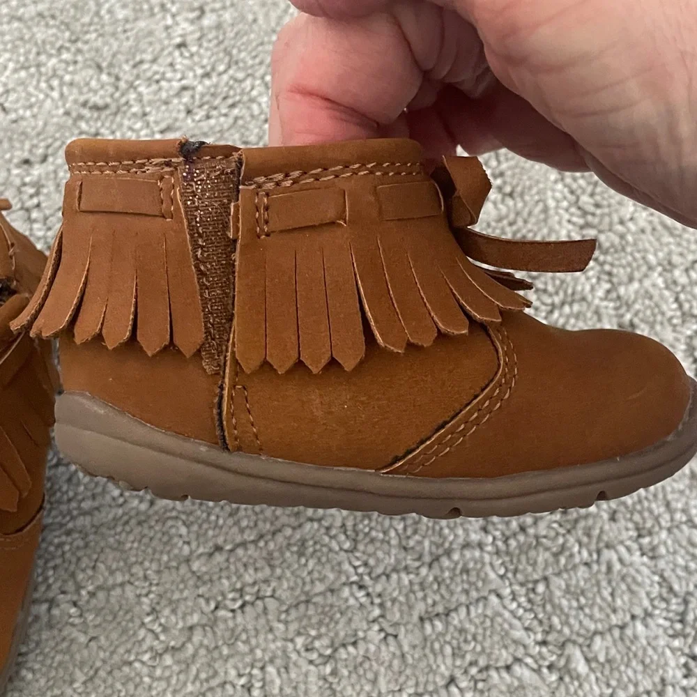 Carter's Tan Moccasin Kids Boots with Fringe